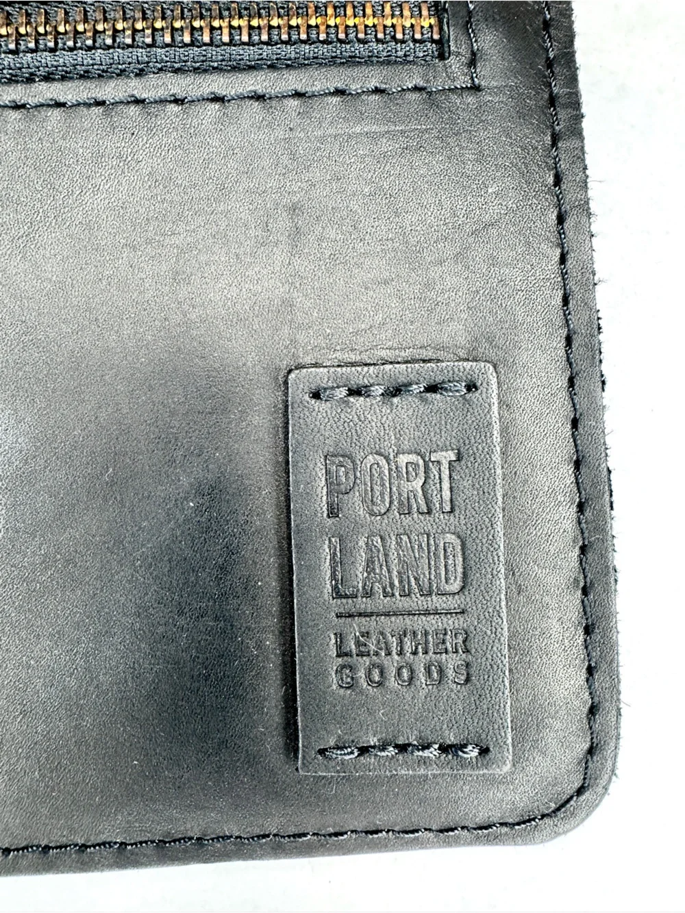 Portland Leather Goods Black Leather Zip Pouch Clutch